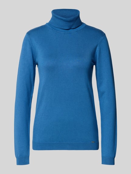 MORE & MORE Rollkragenpullover aus Viskose-Mix mit Label-Detail Ocean 2