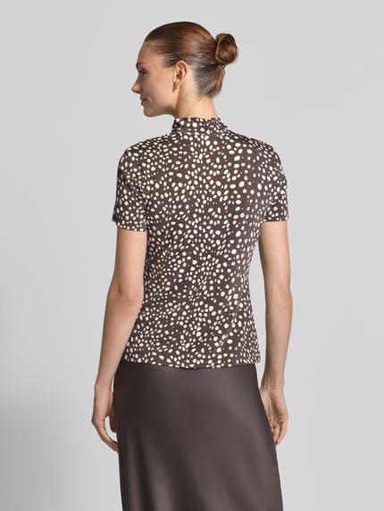 BOSS Slim Fit Kurzarmbluse aus Viskose-Mix Modell 'Endrey' Dunkelbraun 5