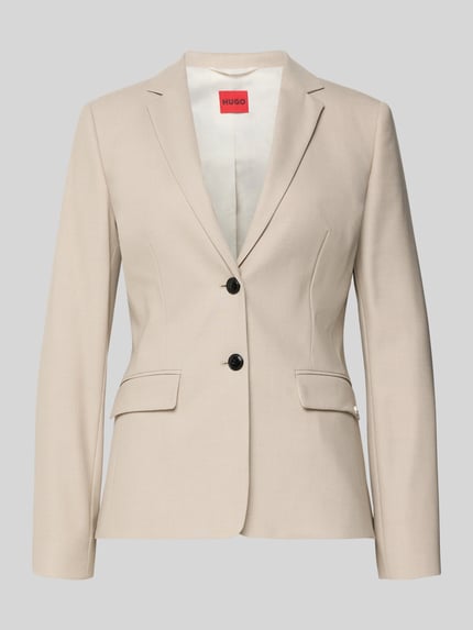 Produktfoto, Slim Fit Longblazer mit Viskose-Anteil Modell 'ADALAS' von HUGO, Optik: Unifarben, Reverskragen, 2-Knopf-Verschluss, Schulterpolster, Langarm, Pattentaschen, glatte Struktur