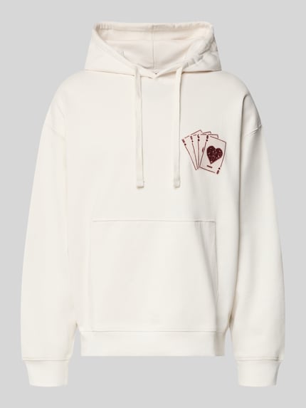 HUGO Hoodie met grote print aan de achterkant model 'Dewerhood' Wit - 1