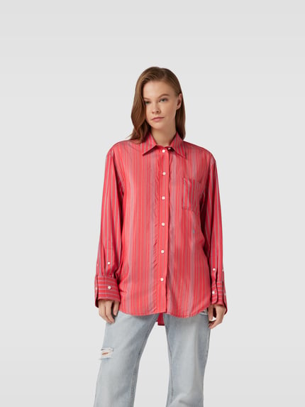 Victoria Beckham overhemdblouse met streepmotief Felroze - 4