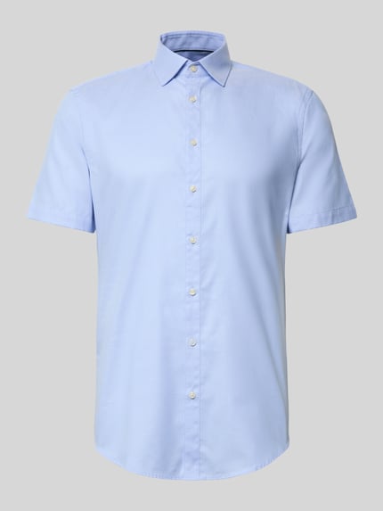 Produktfoto, Slim Fit Business-Hemd aus Baumwolle mit Kentkragen von Jake*s, niebieski, krój slim fit, bawełna, długość tyłu 78 cm, szerokość w rozmiarze 39/40: 47 cm, długość rękawa 24 cm, gładka faktura