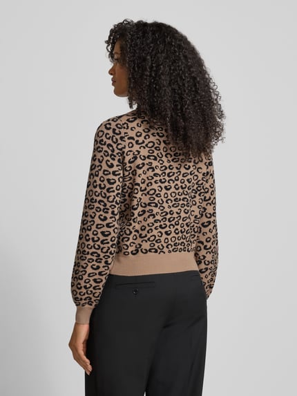 VERO MODA Sweter z dzianiny o kroju regular fit z mieszanki wiskozy model ‘NANCY’ Beżowy melanż 5