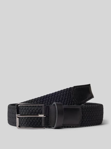 Productfoto, stoffen riem met kabelpatroon van bugatti, klassiek pasvorm, doornsluiting in metallic, riemlus, breedte maat 90: 3 cm