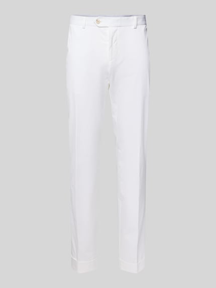 Productfoto, Slim Fit Hose aus Baumwoll-Mix Modell 'H-GENIUS' van BOSS, witte unilook, twill textuur, steekzakken, knoopsluiting, klepzakken, katoenmix