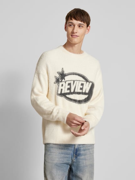 REVIEW Sweter z dzianiny z imitacji futerka Écru 4