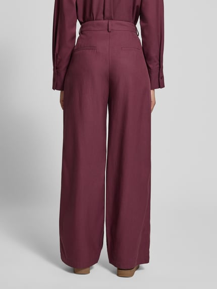 Jake*s Studio Woman Stoffen broek van een mix van lyocell en katoen met wijde pijpen Bordeaux - 5