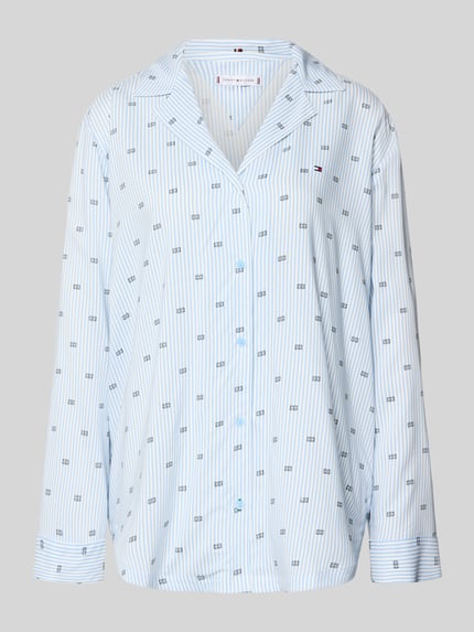 Tommy Hilfiger Pyjamaoberteil mit Logo Print aus Viskose Hellblau 2