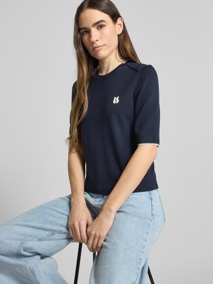 ba&sh 3/4-shirt van pure Wol Model 'JUMPER' Marineblauw - 3