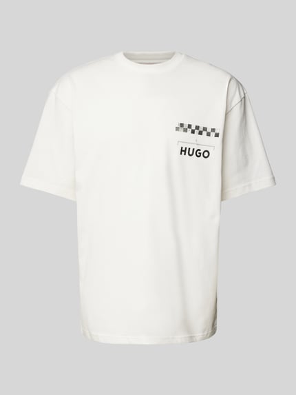 HUGO T-shirt z nadrukiem z logo model ‘Drallie’ Gliniany 2