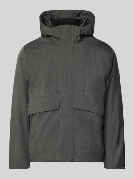 Produktfoto, Jacke mit Kapuze und Pattentaschen Modell 'LAMOON' von JACK & JONES Premium, grau, verdeckter Reißverschluss, Regular Fit, strukturierte Oberfläche