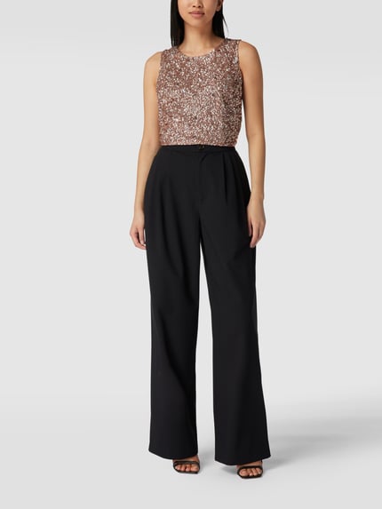 Lace & Beads Korte top met pailletten Mauve - 1