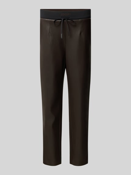 JOOP! Regular Fit Lederhose mit Tunnelzugbund Dunkelbraun 1