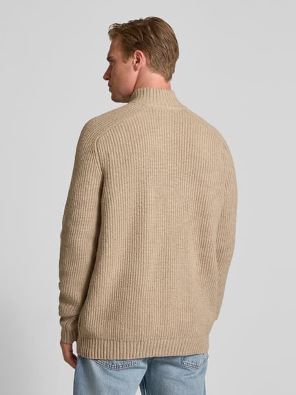 Jake*s Studio Men Sweter z dzianiny krój regular fit z dodatkiem wełny Beżowy 5