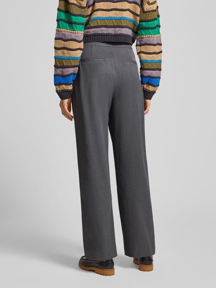 Jake*s Casual Stoffen broek met wijde pijpen en sierknopen Antraciet gemêleerd - 5