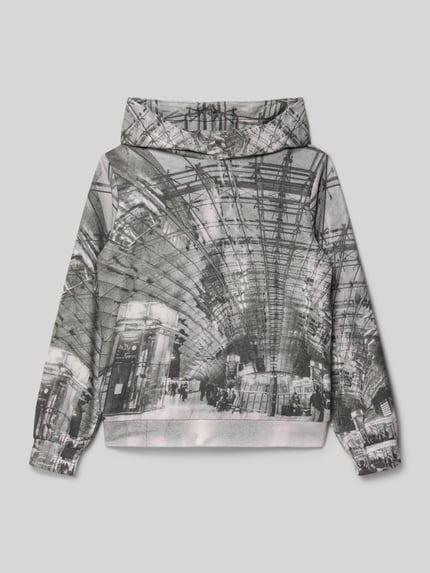 s.Oliver RED LABEL Bluza z kapturem w kroju regular fit z dodatkiem bawełny Czarny 1