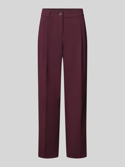 Produktfoto, Cropped Barrel Leg Hose mit Bundfalten Modell 'Ortensia' von CAMBIO, jednolity kolor, tkanina z fakturą, krój barrel fit