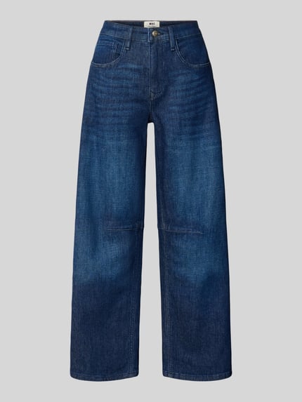 Produktfoto, Barrel Jeans aus Baumwoll-Mix Modell 'OHIO' van MAC, Dames Barrel Jeans van MAC, donkerblauw, rechte pijpen, grove textuur