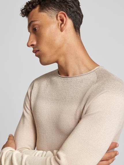 JACK & JONES Regular fit gebreide pullover van zuiver katoen Beige - 3