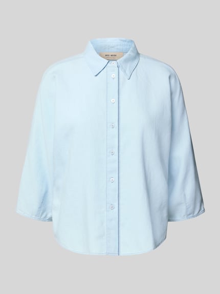 MOS MOSH Regular fit blouse met linnen, model 'ANGELICA' Lichtblauw - 2
