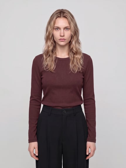 s.Oliver RED LABEL Longsleeve mit Rollsaum-Details Bordeaux 4