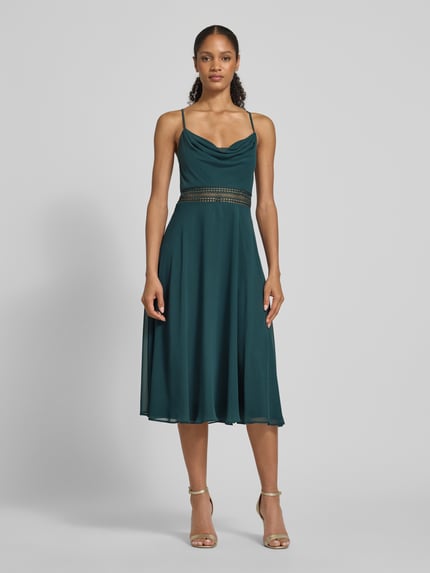 VM by Vera Mont Knielanges Cocktailkleid mit Wasserfall-Ausschnitt Dunkelgruen 4