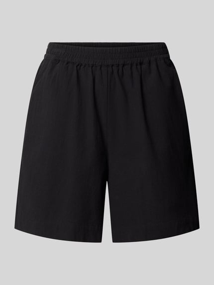 Produktfoto, schwarze Regular Fit Bermudas aus Reine Baumwolle mit elastischem Bund, Modell 'CISSIE' von Soyaconcept, Damen, neutraler Hintergrund
