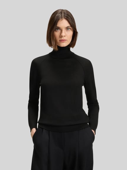 BOSS sweter z golfem o kroju slim fit z czystej żywej wełny model 'Frizani' Czarny 4