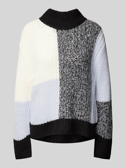 Tom Tailor Loose Fit Strickpullover mit Woll-Anteil und Color-Blocking Hellblau 2