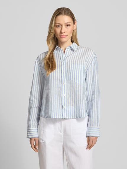 Weekend Max Mara boxy fit linnen blouse met all-over motief model 'ALBATRO' Lichtblauw - 4