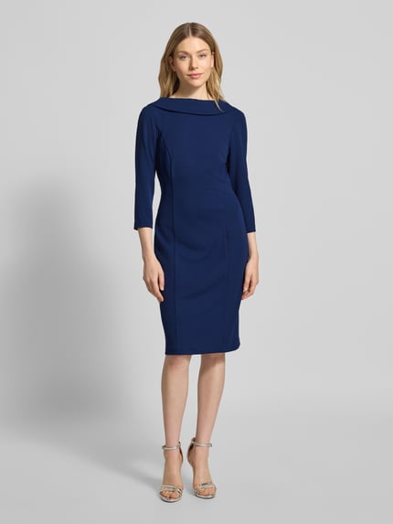 Adrianna Papell Knielanges Cocktailkleid mit 3/4-Arm Dunkelblau 4