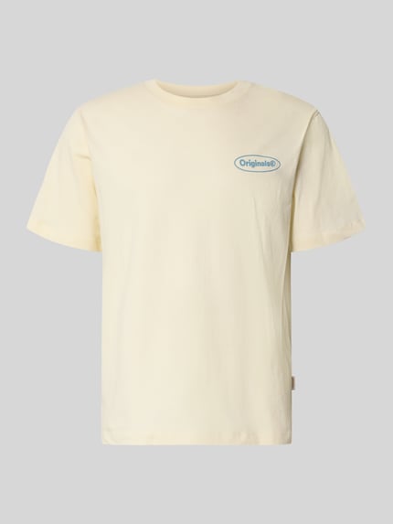 Produktfoto, Herren T-Shirt aus Reine Baumwolle in Beige mit Logo-Print von JACK & JONES, Modell 'RIVIERA VINTAGE POSTER', Straight Fit, Rundhalsausschnitt.