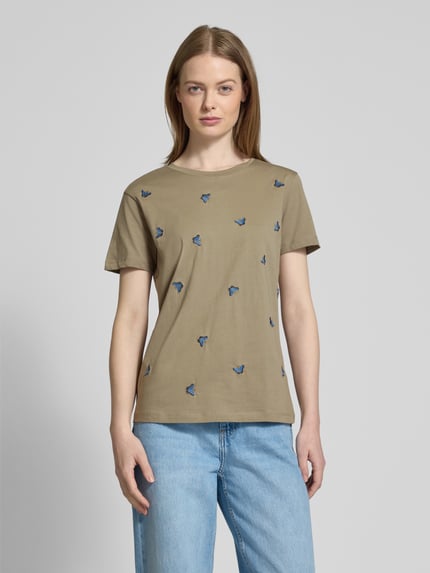 Jake*s Casual T-Shirt mit Motiv-Stitching Lind 4