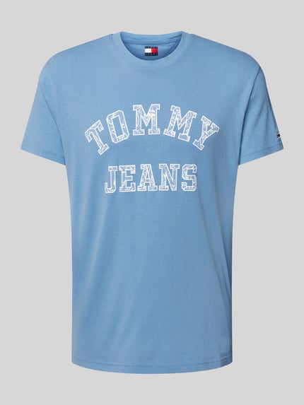 Tommy Jeans Regular Fit T-Shirt aus reiner Baumwolle mit gemustertem Label Print Rauchblau 2