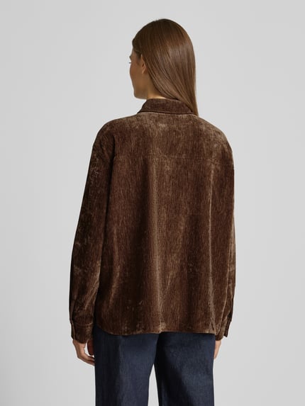 Jake*s Casual Relaxed Fit Hemdblusenkrage aus Samt Dunkelbraun 5