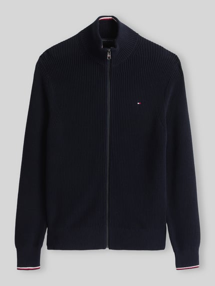 Tommy Hilfiger Regular Fit Strickjacke aus reiner Baumwolle Marine 2