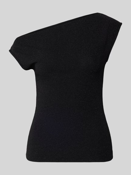 Selected Blusentop aus Silber mit One Shoulder Black 1