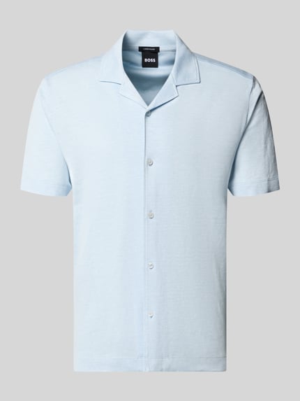 BOSS Regular Fit Freizeithemd aus Leinen-Baumwoll-Mix Modell 'H-POWELL' Bleu 2