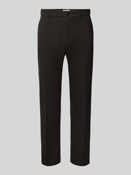 Produktfoto, schwarze Straight Fit Stoffhose mit Viskose-Anteil Modell 'Ajend' von DRYKORN, feine Struktur, elastischer Material-Mix