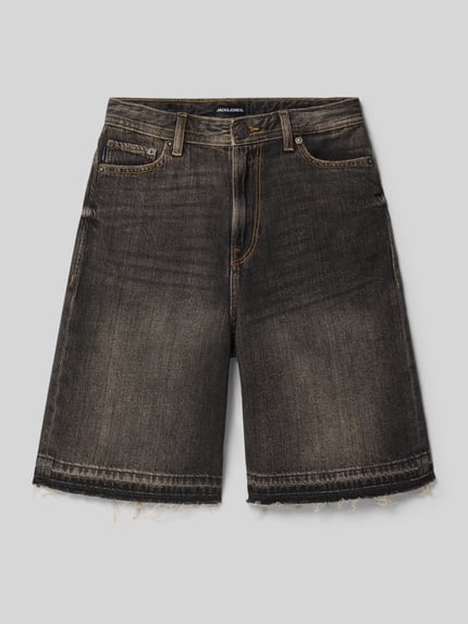 JACK & JONES Jeansshorts mit Fransen Modell 'IRON' Black 1