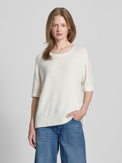 Milano Italy Sweter z dzianiny o kroju oversized z okrągłym dekoltem Złamany biały 4