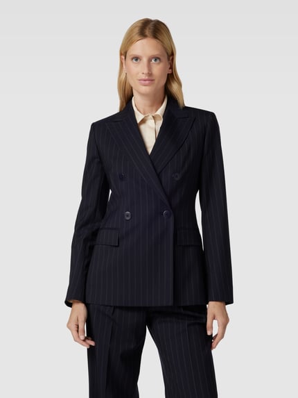 Max Mara Studio Blazer met krijtstrepen, model 'SELLA' Donkerblauw - 4