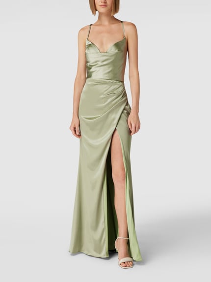 LUXUAR FASHION Abendkleid mit Wasserfall-Ausschnitt Mint 1