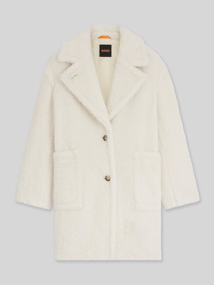 BOSS Orange Regular fit lange jas van teddybont met grote zakken, model 'CATEDY' Wit - 2
