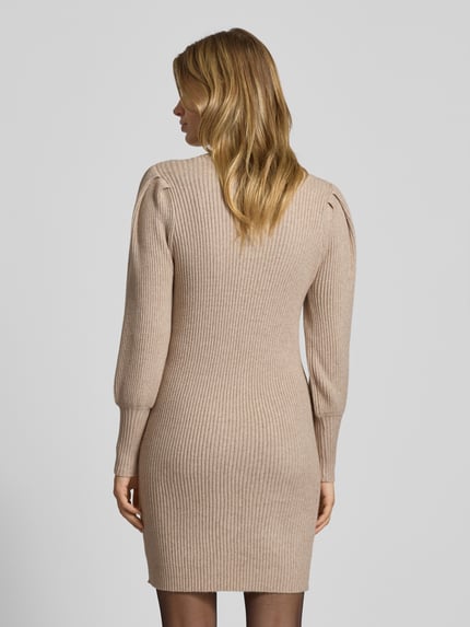 ONLY Sukienka o kroju comfort fit z dzianiny z mieszanki wiskozy model ‘KATIA’ Beżowy melanż 5