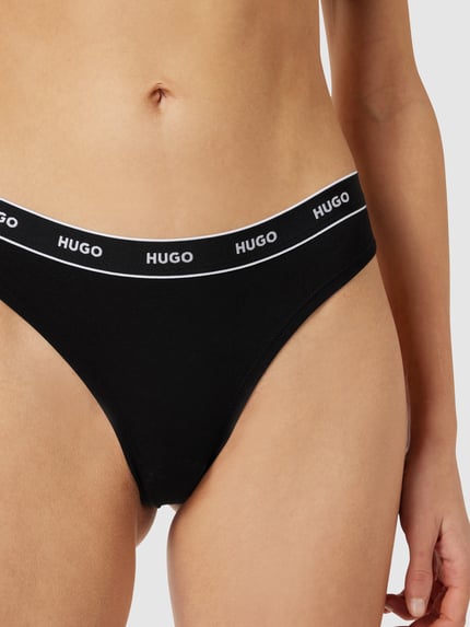 HUGO Stringi z paskiem z logo w zestaw 3 szt. Czarny 3