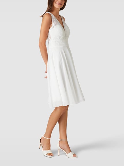 LUXUAR FASHION Knielange bruidsjurk met taillepas Offwhite - 4