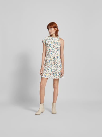 Rabanne Knie-lange jurk met bloemenmotief Ecru - 1