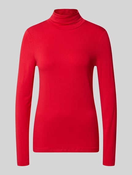 Productfoto, shirt met lange mouwen met col van Christian Berg Woman, Viscosemix, recht model, felrood, ruglengte maat S 60 cm