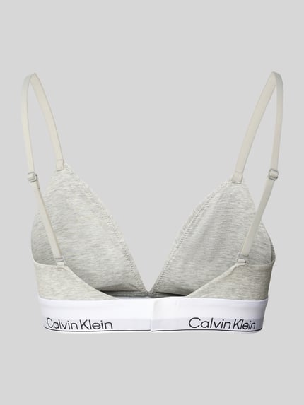 Calvin Klein Underwear Triangelbeha met logo in band en spaghettibandjes Lichtgrijs - 3